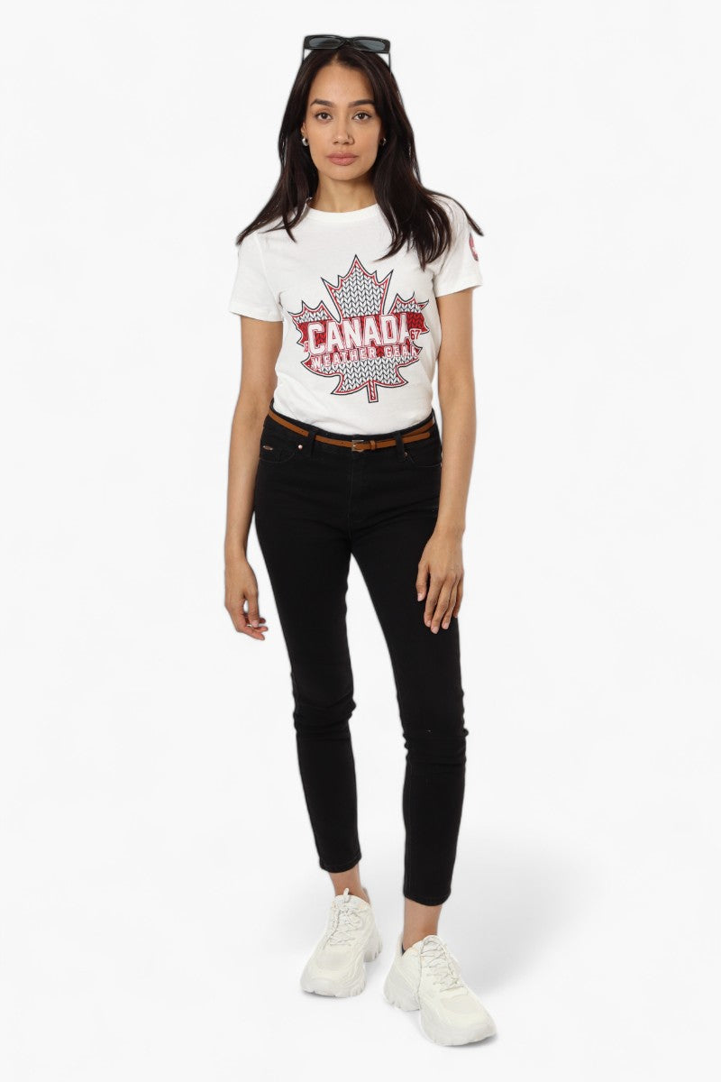 Canada Weather Gear Maple Leaf Print Tee - White - Womens Tees & Tank Tops - Canada Weather Gear