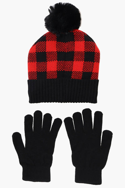 Canada Weather Gear Gloves Pom Pom Hat Set - Red - Womens Hats - Canada Weather Gear