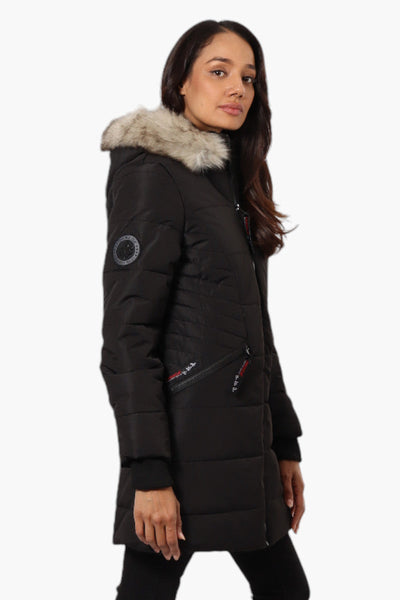 Canada Weather Gear Vegan Fur Hood Puffer Parka Jacket - Black - Womens Parka Jackets - Canada Weather Gear