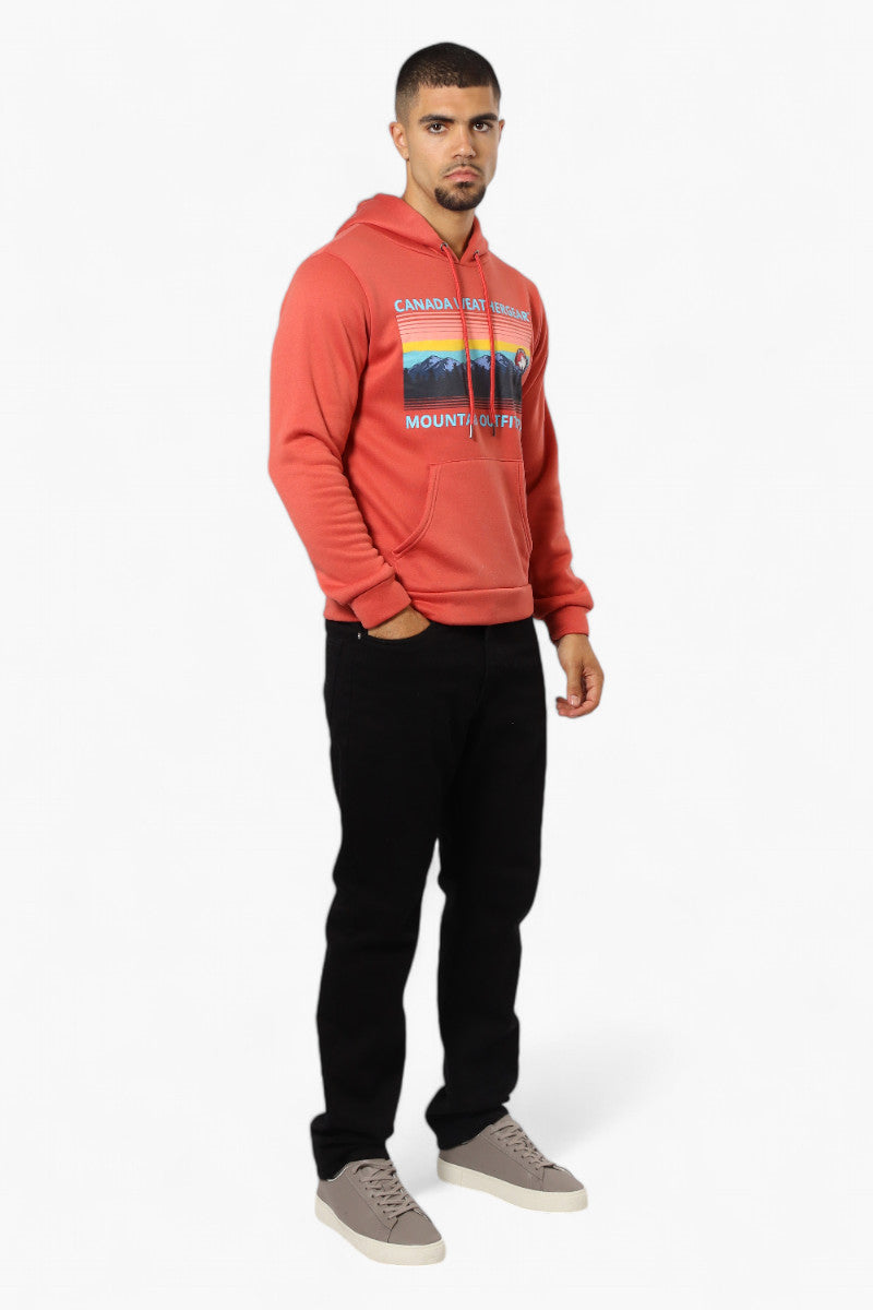 Canada Weather Gear Mountain Outfitters Print Hoodie - Coral - Mens Hoodies & Sweatshirts - Canada Weather Gear