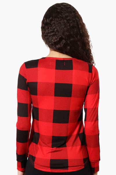 Canada Weather Gear Plaid Henley Pajama Top - Red - Womens Pajamas - Canada Weather Gear