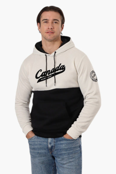 Canada Weather Gear Colour Block Chest Logo Hoodie - Cream - Mens Hoodies & Sweatshirts - Canada Weather Gear