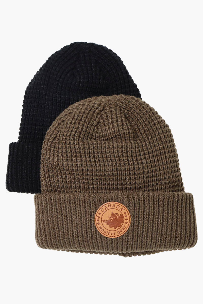 Canada Weather Gear 2 Pack Waffle Knit Hat - Olive - Mens Hats - Canada Weather Gear