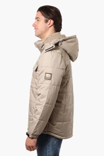 Canada Work Gear 4 Pocket Sherpa Lined Hood Bomber Jacket - Beige - Mens Bomber Jackets - Canada Weather Gear