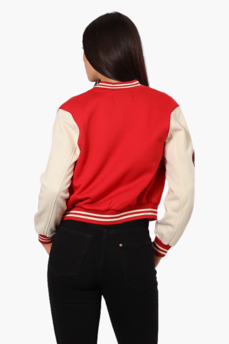 Canada Weather Gear Contrast Sleeve Varsity Lightweight Jacket - Red - Womens Lightweight Jackets - Canada Weather Gear