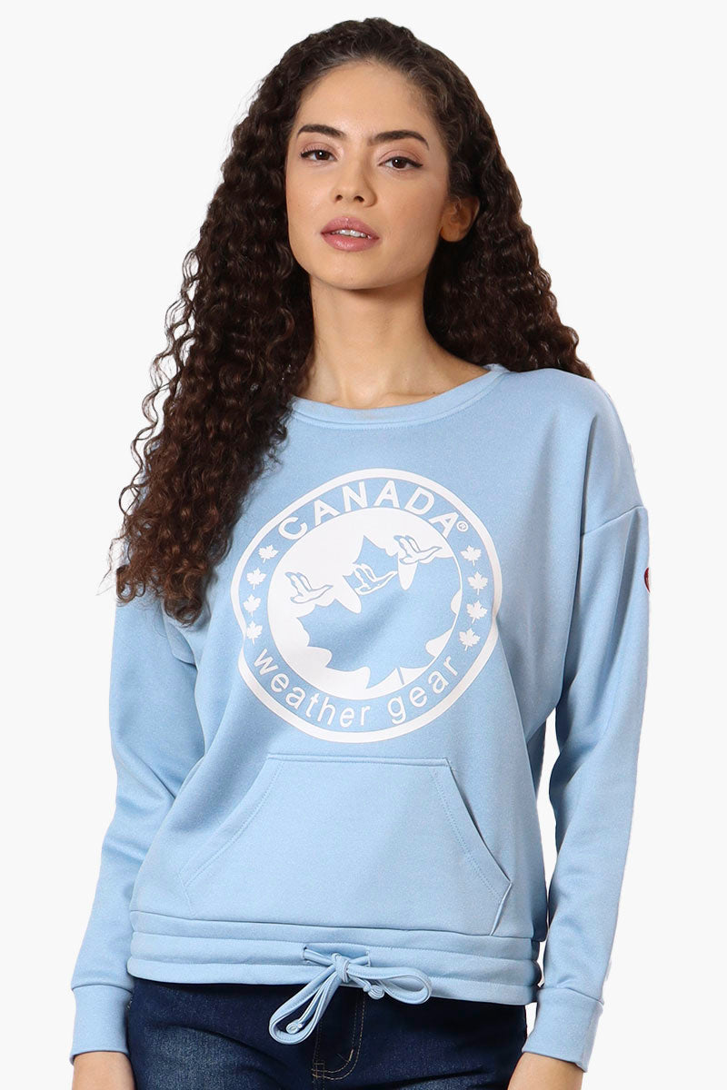 Canada Weather Gear Logo Drawstring Sweatshirt - Blue - Womens Hoodies & Sweatshirts - Canada Weather Gear