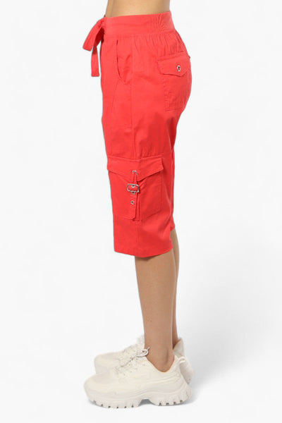 Canada Weather Gear Tie Waist Cargo Capris - Red - Womens Shorts & Capris - Canada Weather Gear