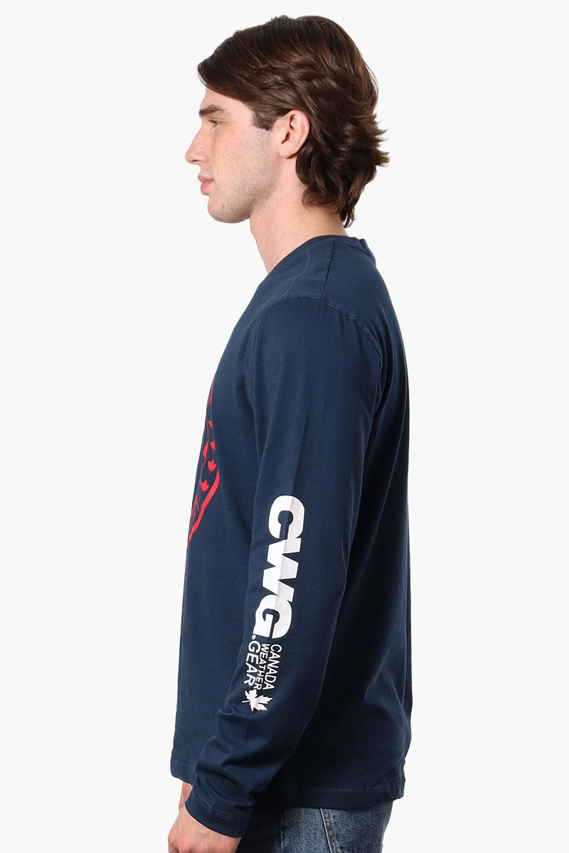 Canada Weather Gear Logo Sleeve Long Sleeve Top - Navy - Mens Long Sleeve Tops - Canada Weather Gear