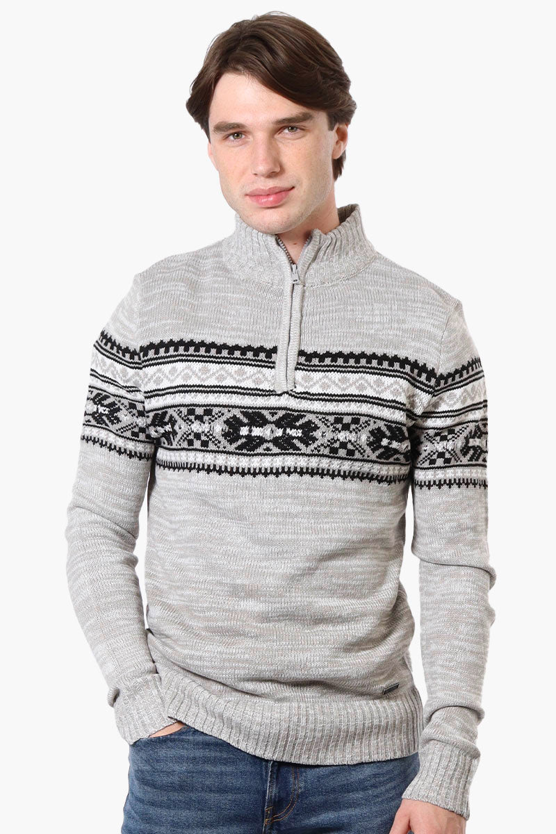 Canada Weather Gear Fair Isle Pattern Pullover Sweater - Grey - Mens Pullover Sweaters - Canada Weather Gear