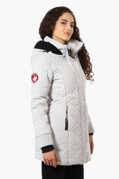 Canada Weather Gear Chevron Quilted Parka Jacket - White - Womens Parka Jackets - Canada Weather Gear