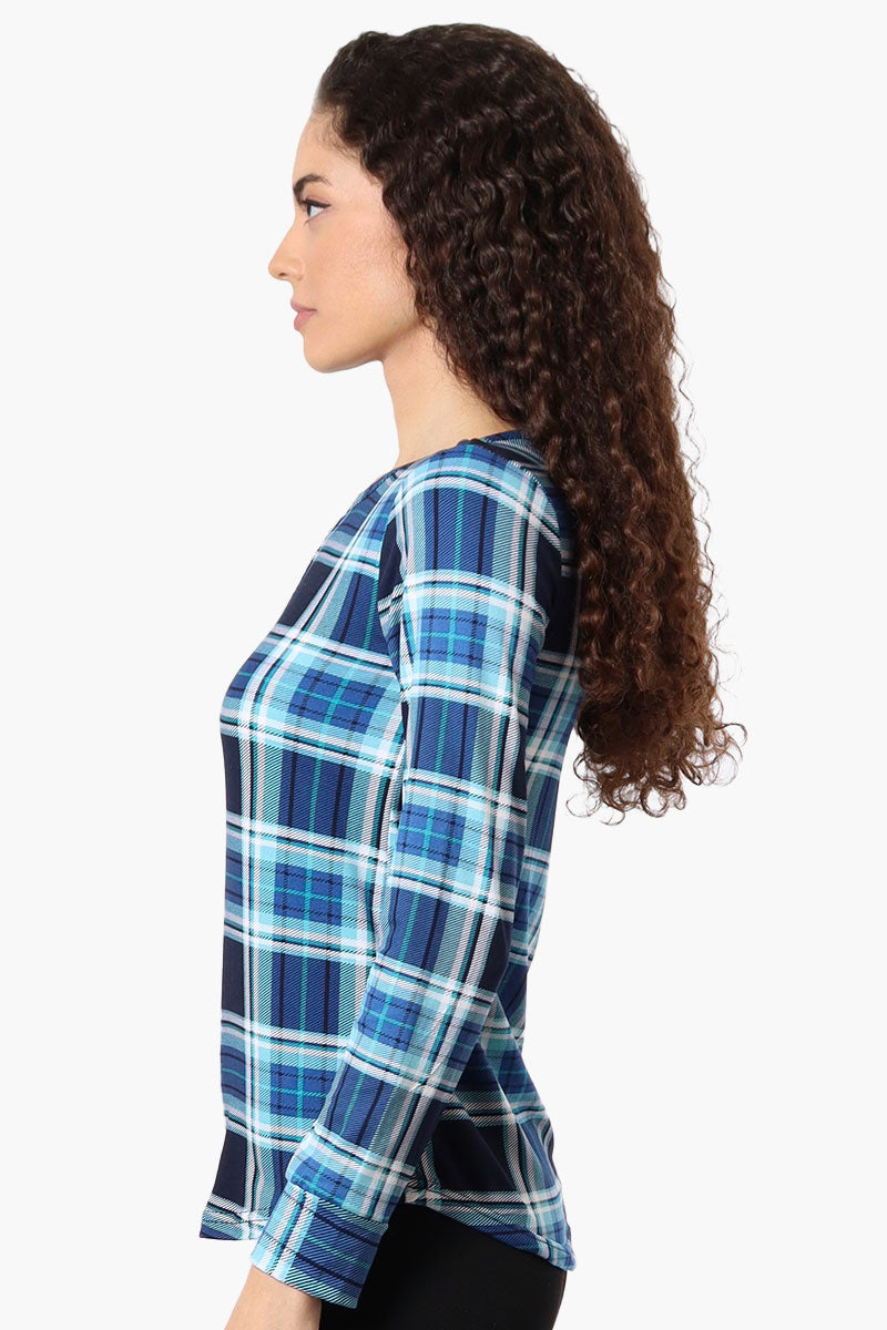 Canada Weather Gear Plaid Henley Pajama Top - Navy - Womens Pajamas - Canada Weather Gear