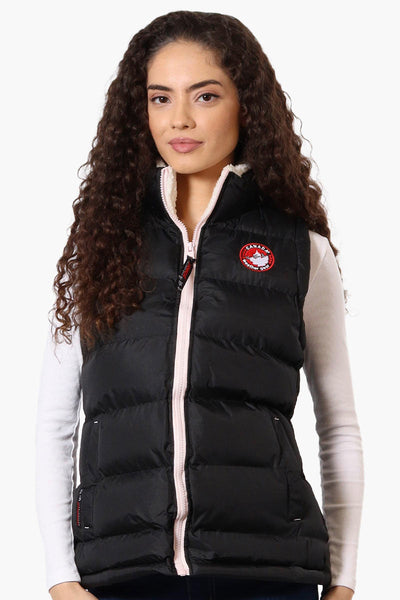 Canada Weather Gear Fleece Lined Collar Bubble Vest - Black - Womens Vests - Canada Weather Gear