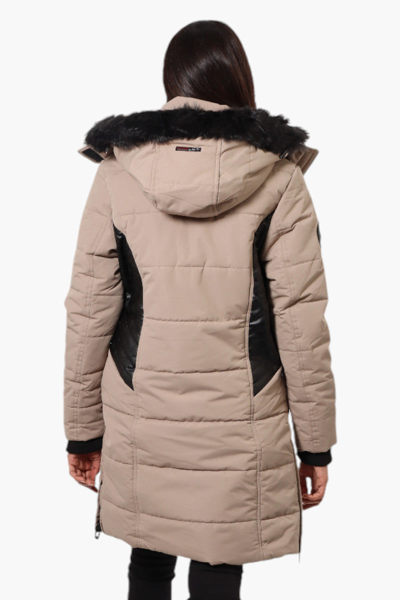 Canada Weather Gear Vegan Leather Insert Parka Jacket - Beige - Womens Parka Jackets - Canada Weather Gear