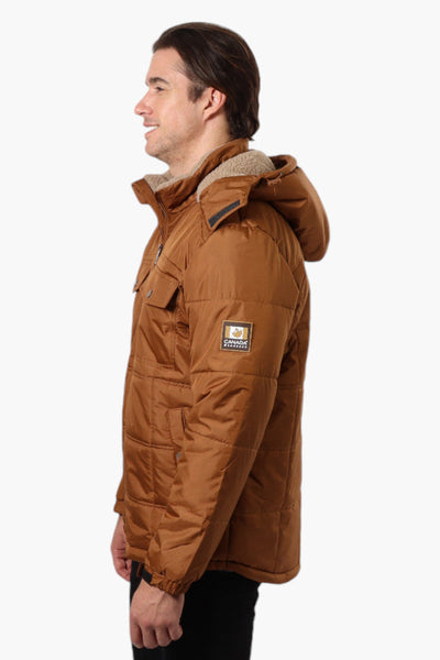 Canada Work Gear 4 Pocket Sherpa Lined Hood Bomber Jacket - Brown - Mens Bomber Jackets - Canada Weather Gear