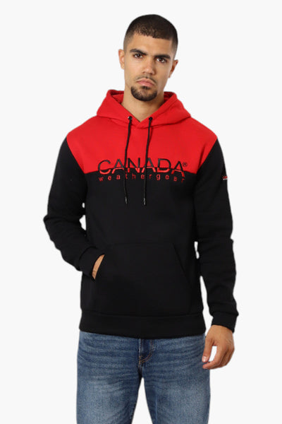 Canada Weather Gear Colour Block Embroidered Logo Hoodie - Red - Mens Hoodies & Sweatshirts - Canada Weather Gear