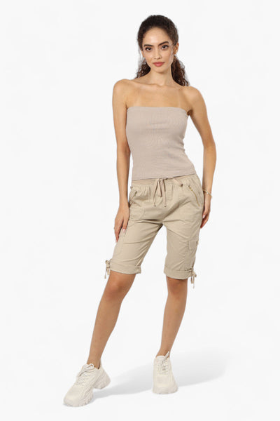 Canada Weather Gear Cuffed Tie Waist Cargo Capris - Beige - Womens Shorts & Capris - Canada Weather Gear