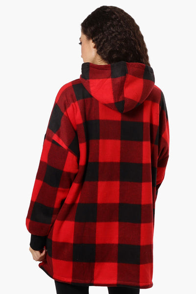 Cuddly Canuckies Plaid Oversized Pajama Hoodie - Red - Womens Pajamas - Canada Weather Gear