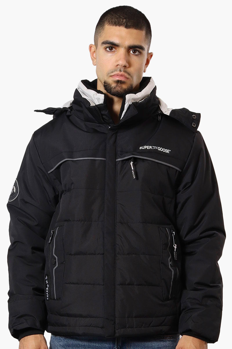 Super Triple Goose Contrast Detail Bubble Bomber Jacket - Black - Mens Bomber Jackets - Canada Weather Gear