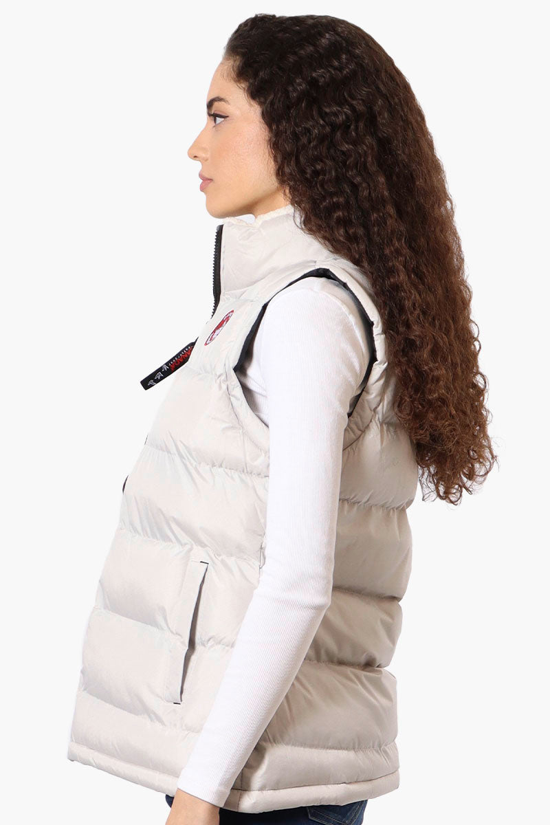 Canada Weather Gear Fleece Lined Collar Bubble Vest - Stone - Womens Vests - Canada Weather Gear