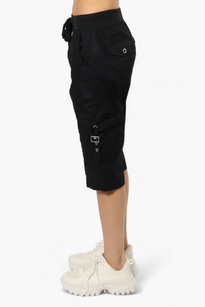 Canada Weather Gear Tie Waist Cargo Capris - Black - Womens Shorts & Capris - Canada Weather Gear