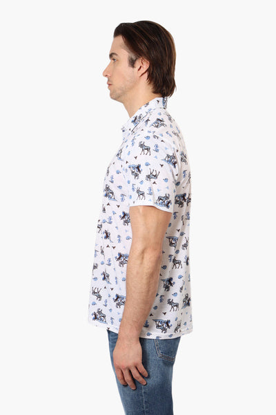 Canada Weather Gear Moose Pattern Polo Shirt - White - Mens Polo Shirts - Canada Weather Gear