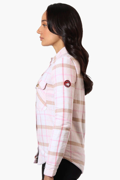 Canada Weather Gear Plaid Fleece Lined Shacket - Blush - Womens Lightweight Jackets - Canada Weather Gear