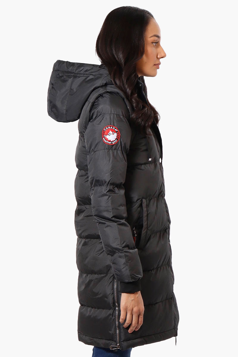 Canada Weather Gear Side Slit Puffer Parka Jacket - Black - Womens Parka Jackets - Canada Weather Gear