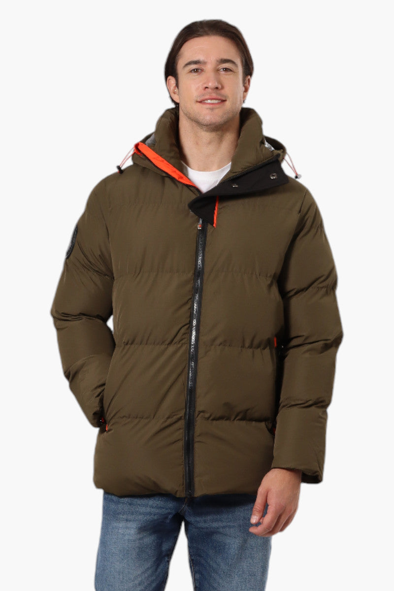 Canada Weather Gear Contrast Trim Bubble Bomber Jacket - Olive - Mens Bomber Jackets - Canada Weather Gear