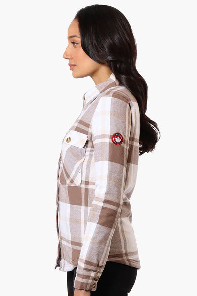 Canada Weather Gear Plaid Fleece Lined Shacket - Brown - Womens Lightweight Jackets - Canada Weather Gear