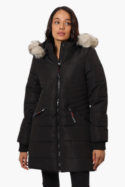 Canada Weather Gear Vegan Fur Hood Puffer Parka Jacket - Black - Womens Parka Jackets - Canada Weather Gear