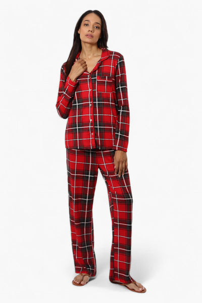 Canada Weather Gear Plaid Button Down Pajama Top - Red - Womens Pajamas - Canada Weather Gear