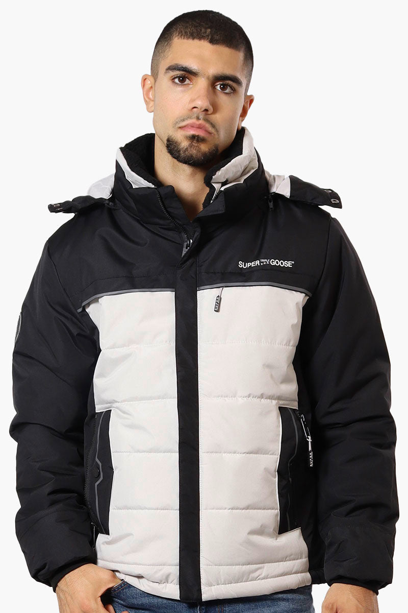 Super Triple Goose Contrast Detail Bubble Bomber Jacket - Stone - Mens Bomber Jackets - Canada Weather Gear