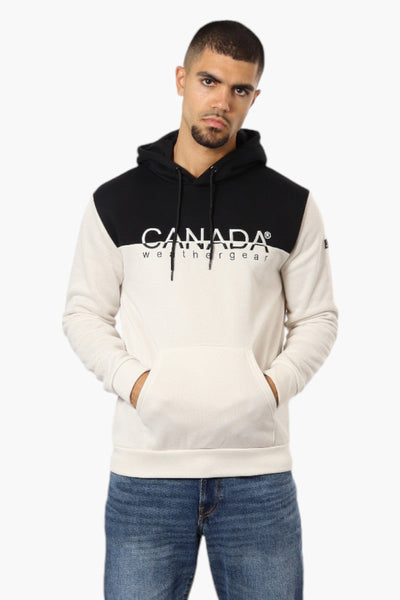 Canada Weather Gear Colour Block Embroidered Logo Hoodie - Stone - Mens Hoodies & Sweatshirts - Canada Weather Gear