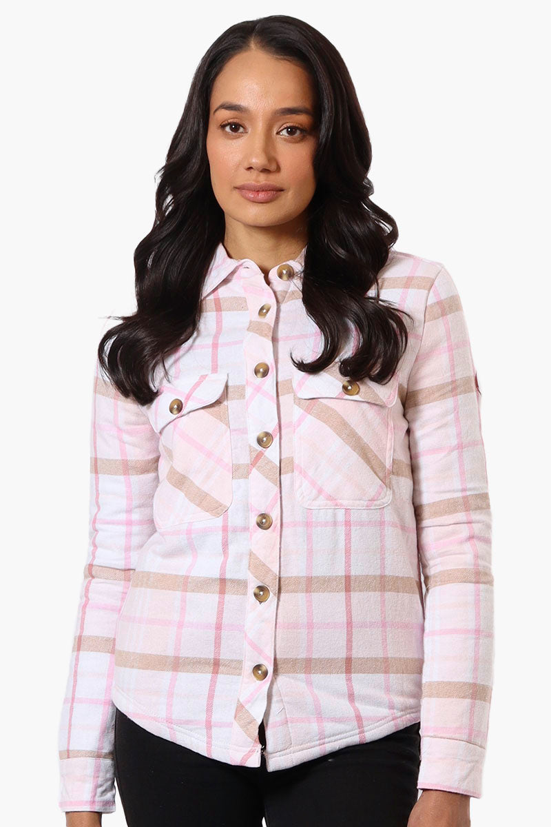 Canada Weather Gear Plaid Fleece Lined Shacket - Blush - Womens Lightweight Jackets - Canada Weather Gear