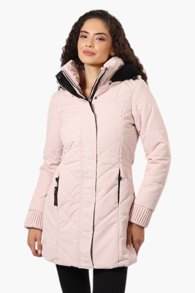 Canada Weather Gear Chevron Quilted Parka Jacket - Pink - Womens Parka Jackets - Canada Weather Gear