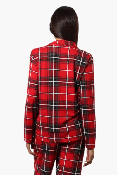 Canada Weather Gear Plaid Button Down Pajama Top - Red - Womens Pajamas - Canada Weather Gear