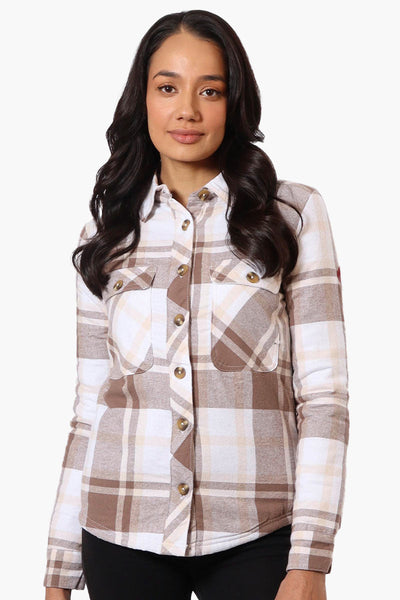 Canada Weather Gear Plaid Fleece Lined Shacket - Brown - Womens Lightweight Jackets - Canada Weather Gear