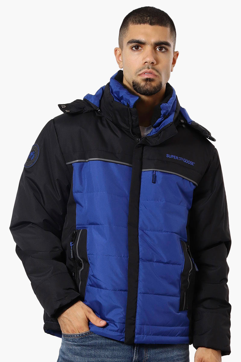 Super Triple Goose Contrast Detail Bubble Bomber Jacket - Blue - Mens Bomber Jackets - Canada Weather Gear