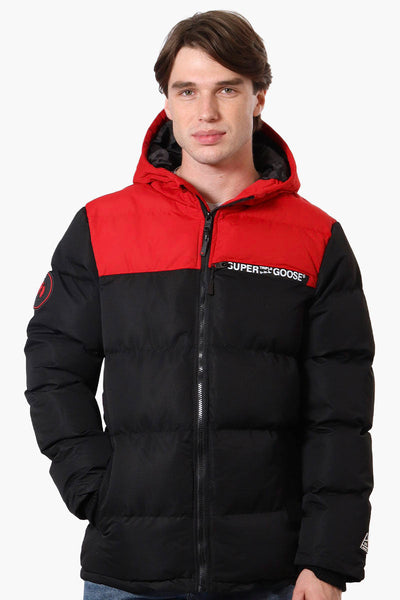 Super Triple Goose Colour Block Bubble Bomber Jacket - Red - Mens Bomber Jackets - Canada Weather Gear