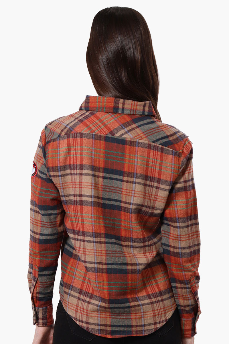 Canada Weather Gear Plaid Button Up Shirt - Rust - Womens Shirts & Blouses - Canada Weather Gear