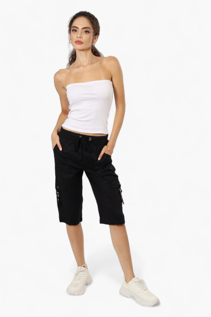 Canada Weather Gear Tie Waist Cargo Capris - Black - Womens Shorts & Capris - Canada Weather Gear