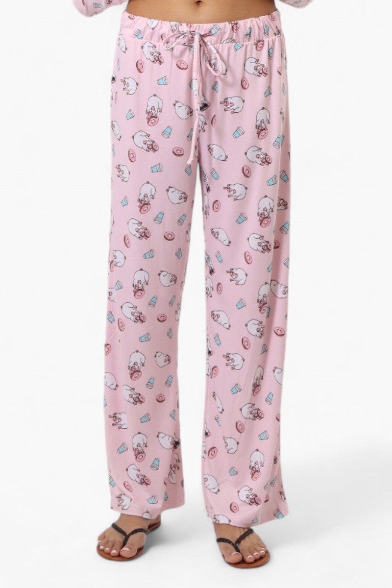 Canada Weather Gear Pug Pattern Wide Leg Pajama Pants - Pink - Womens Pajamas - Canada Weather Gear