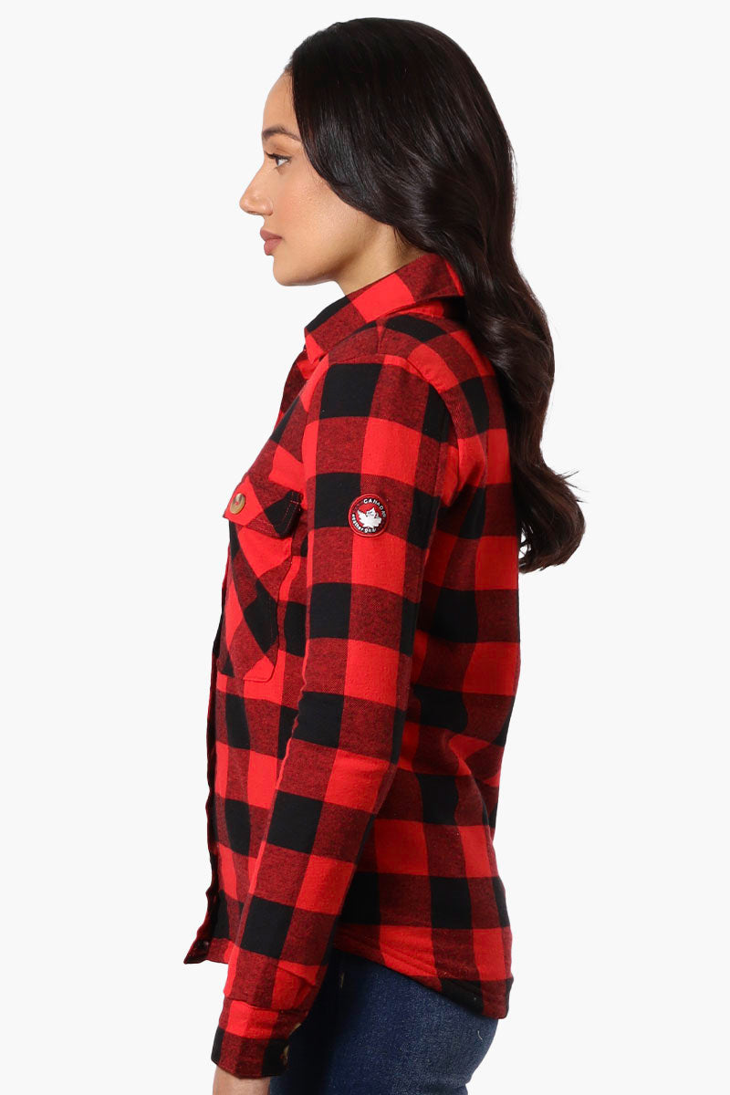 Canada Weather Gear Plaid Fleece Lined Shacket - Red - Womens Lightweight Jackets - Canada Weather Gear