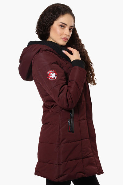 Canada Weather Gear Faux Fur Lined Hood Parka Jacket - Burgundy - Womens Parka Jackets - Canada Weather Gear