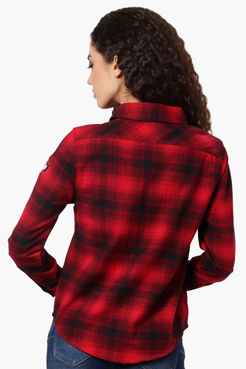 Canada Weather Gear Plaid Button Up Shirt - Red - Womens Shirts & Blouses - Canada Weather Gear