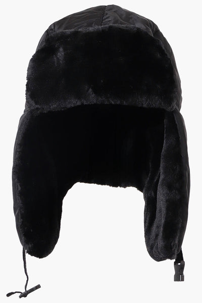 Canada Weather Gear Faux Fur Lined Trapper Hat - Black - Mens Hats - Canada Weather Gear