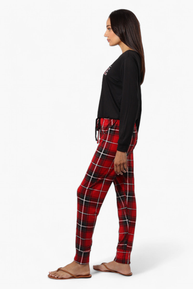 Canada Weather Gear Plaid Tie Waist Jogger Pajama Pants - Red - Womens Pajamas - Canada Weather Gear