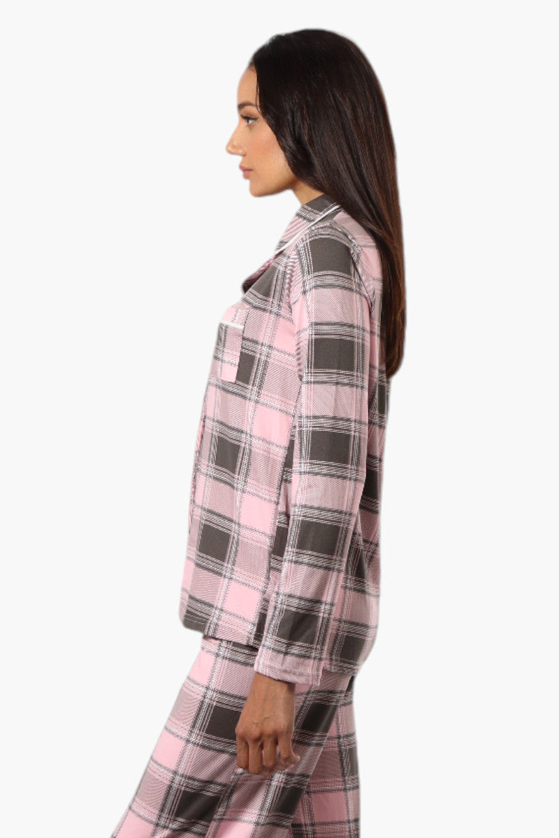 Canada Weather Gear Plaid Button Down Pajama Top - Pink - Womens Pajamas - Canada Weather Gear