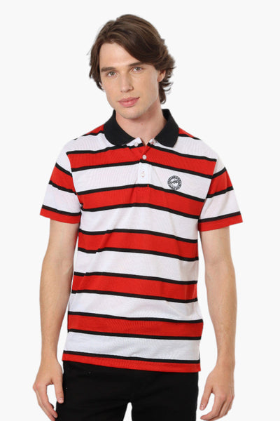 Canada Weather Gear Striped Button Up Polo Shirt - Red - Mens Polo Shirts - Canada Weather Gear