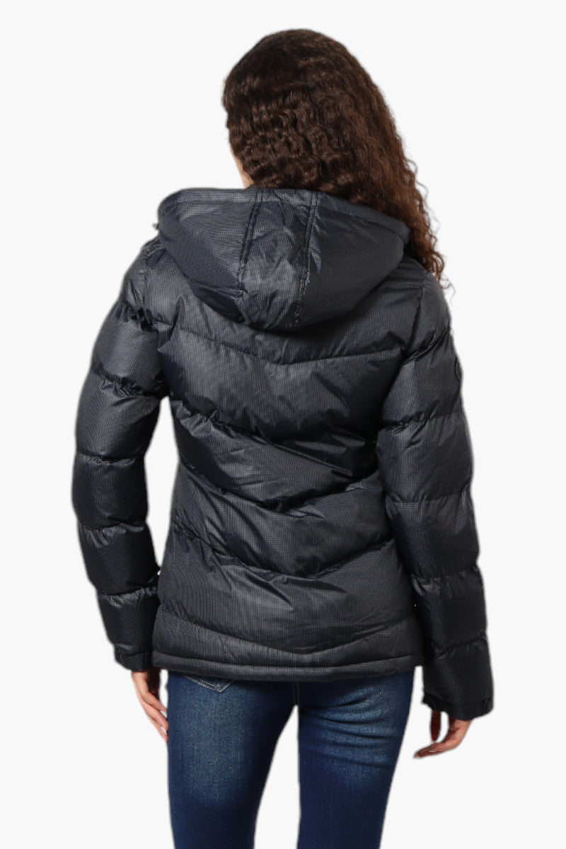 Canada Weather Gear Grid Pattern Bubble Bomber Jacket - Black - Womens Bomber Jackets - Canada Weather Gear